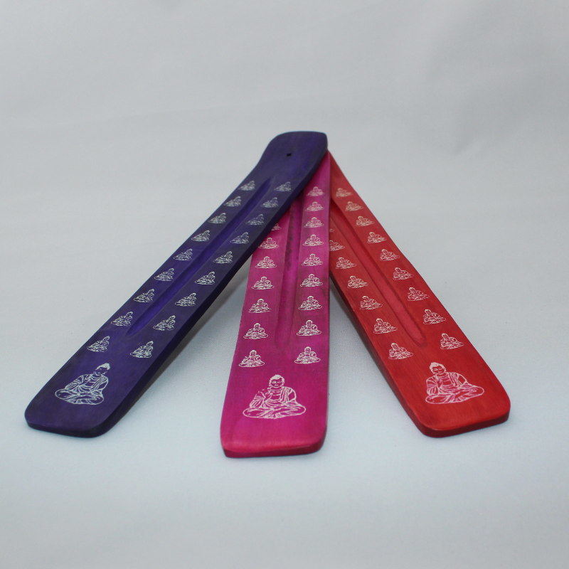 Wooden Incense Burner - Colored  Buddha