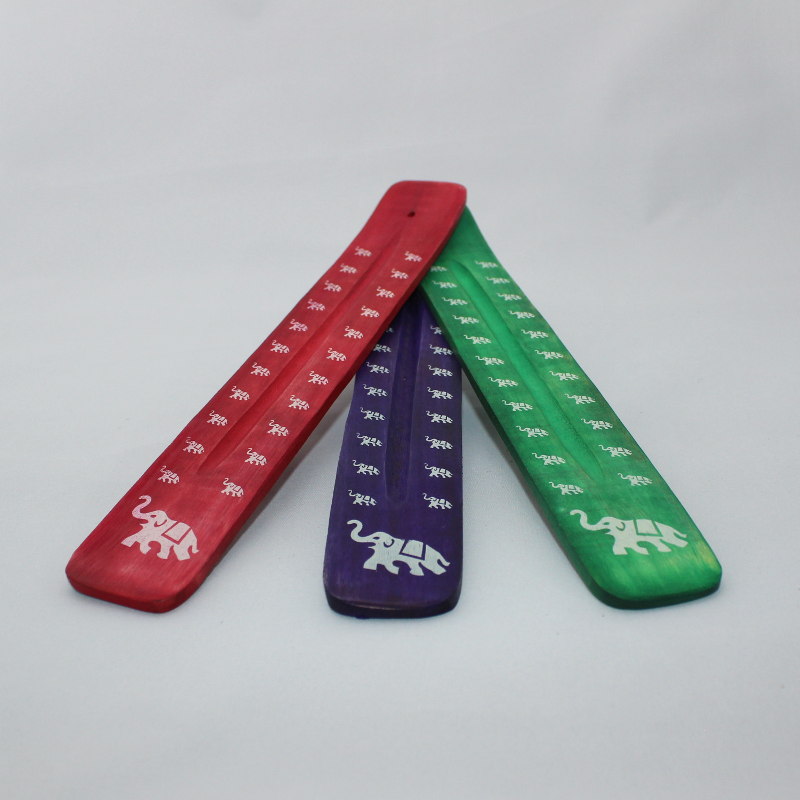 Wooden Incense Burner - Colored Elephant