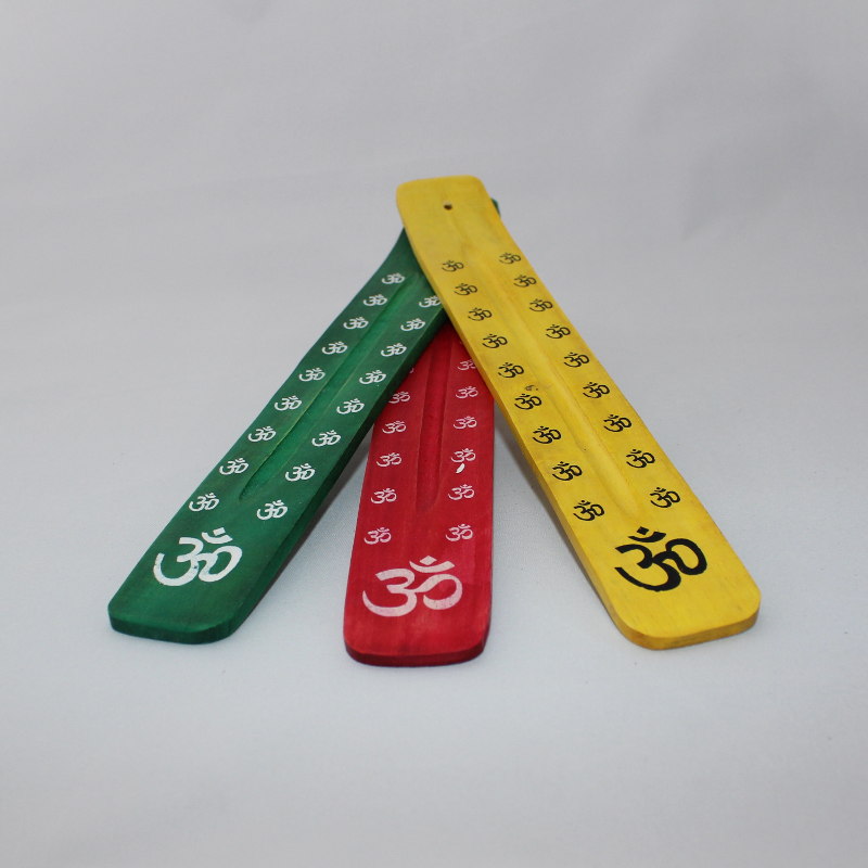 Wooden Incense Burner - Colored Om